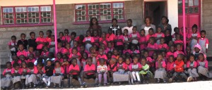 The teachers and the 101 children at the school