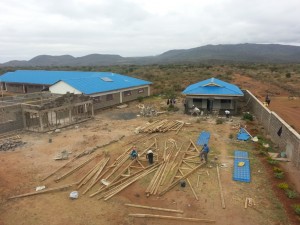 The clinic on the right, inside the school grounds.