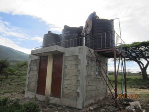 It only took and afternoon to fill these 3 large tanks using the solar powered pump.