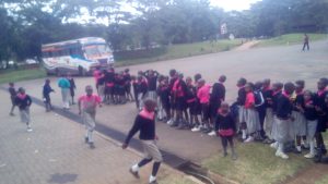 Waiting for the return bus home in Nairobi.