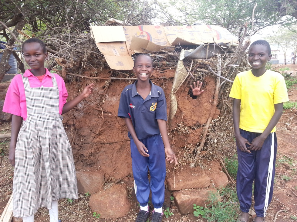 Maasai mud hut built by the children.