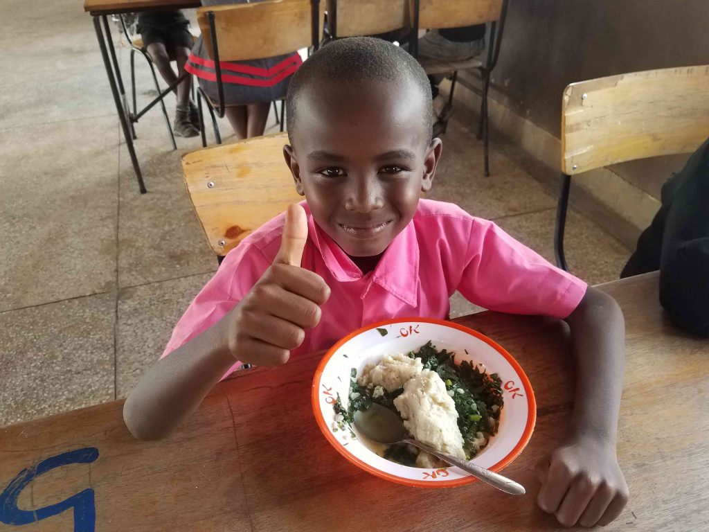 Enjoying the school lunch